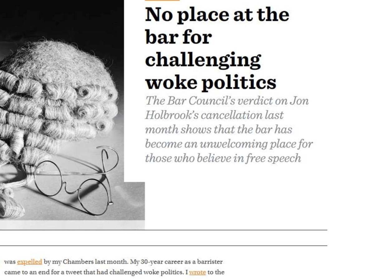 No place at the bar for challenging woke&nbsp;politics